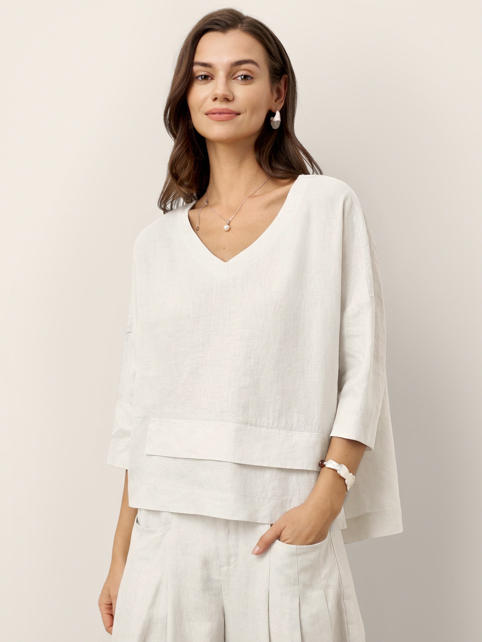 VIOLA | Blusa de lino asimétrica