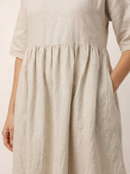 100% Linen A-Line Midi Dress VALENCIA