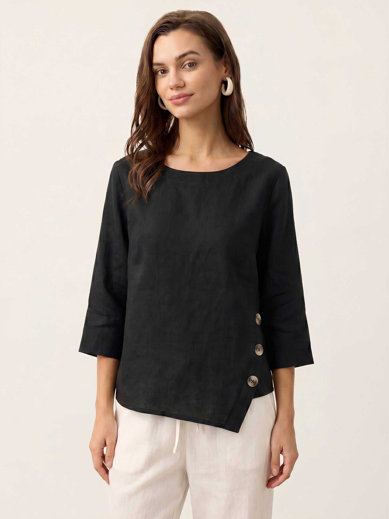 NYLA | Blusa de lino asimétrica 100%