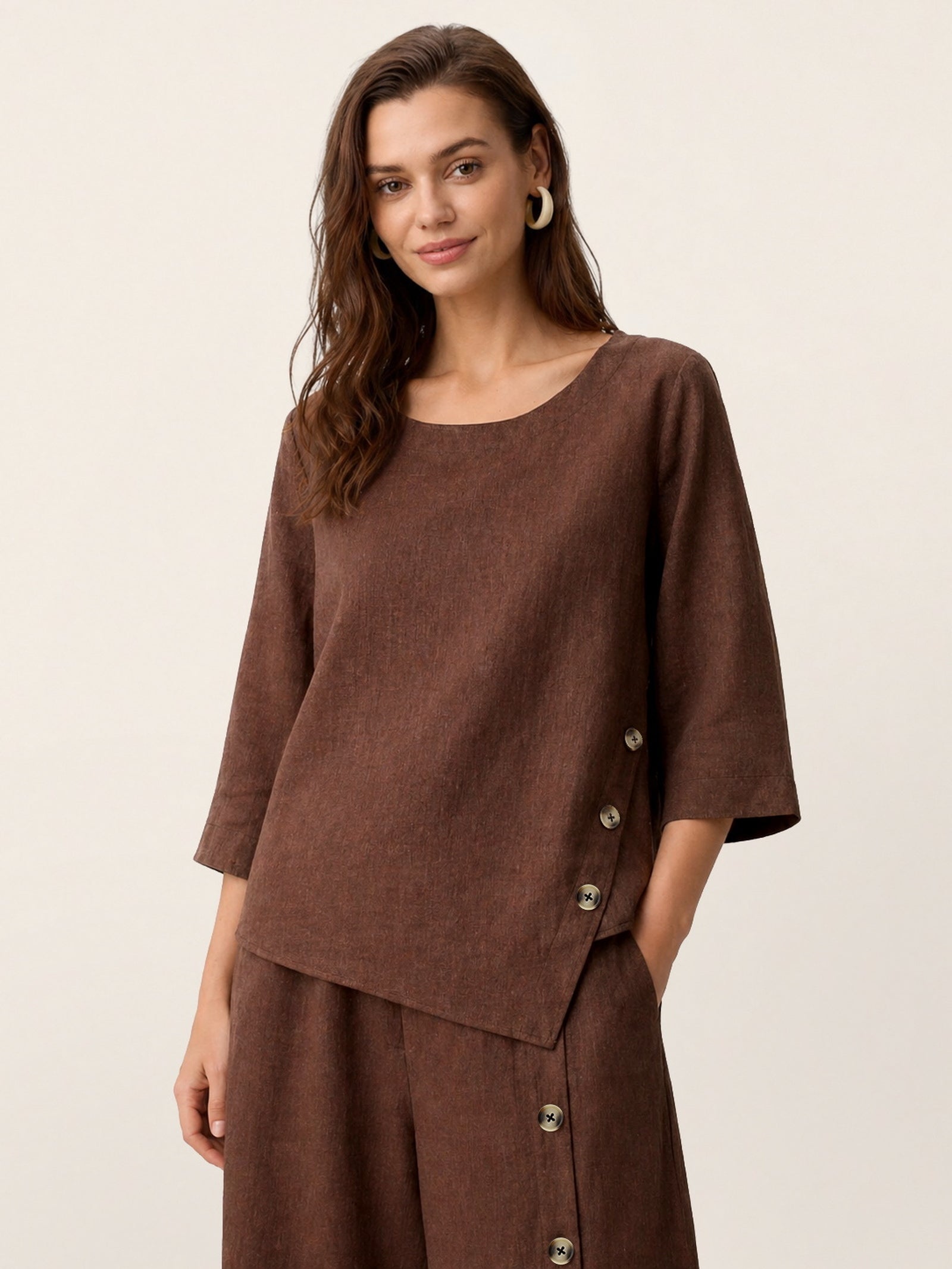 NYLA | Blusa de lino asimétrica 100%