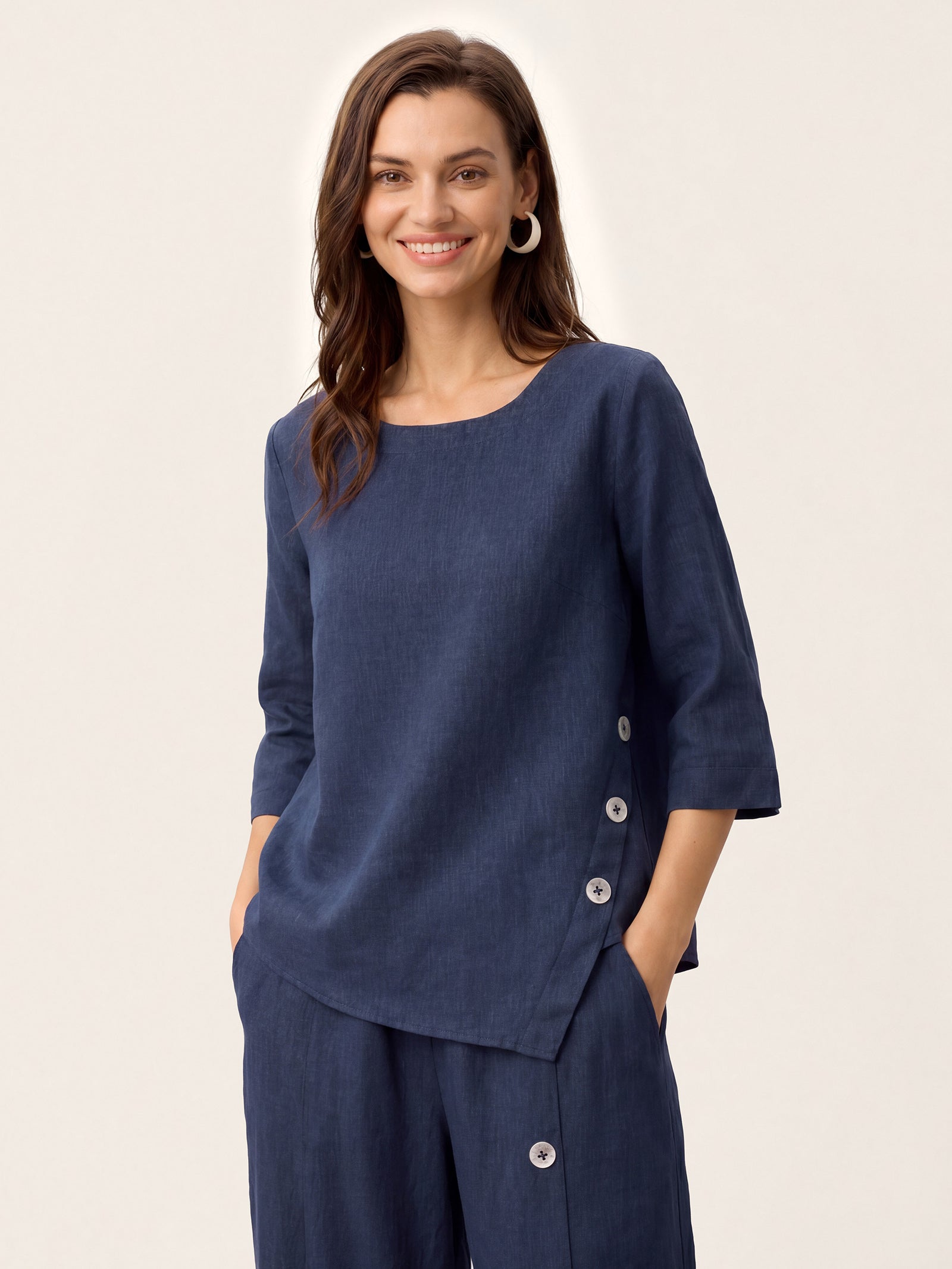 NYLA | Blusa de lino asimétrica 100%