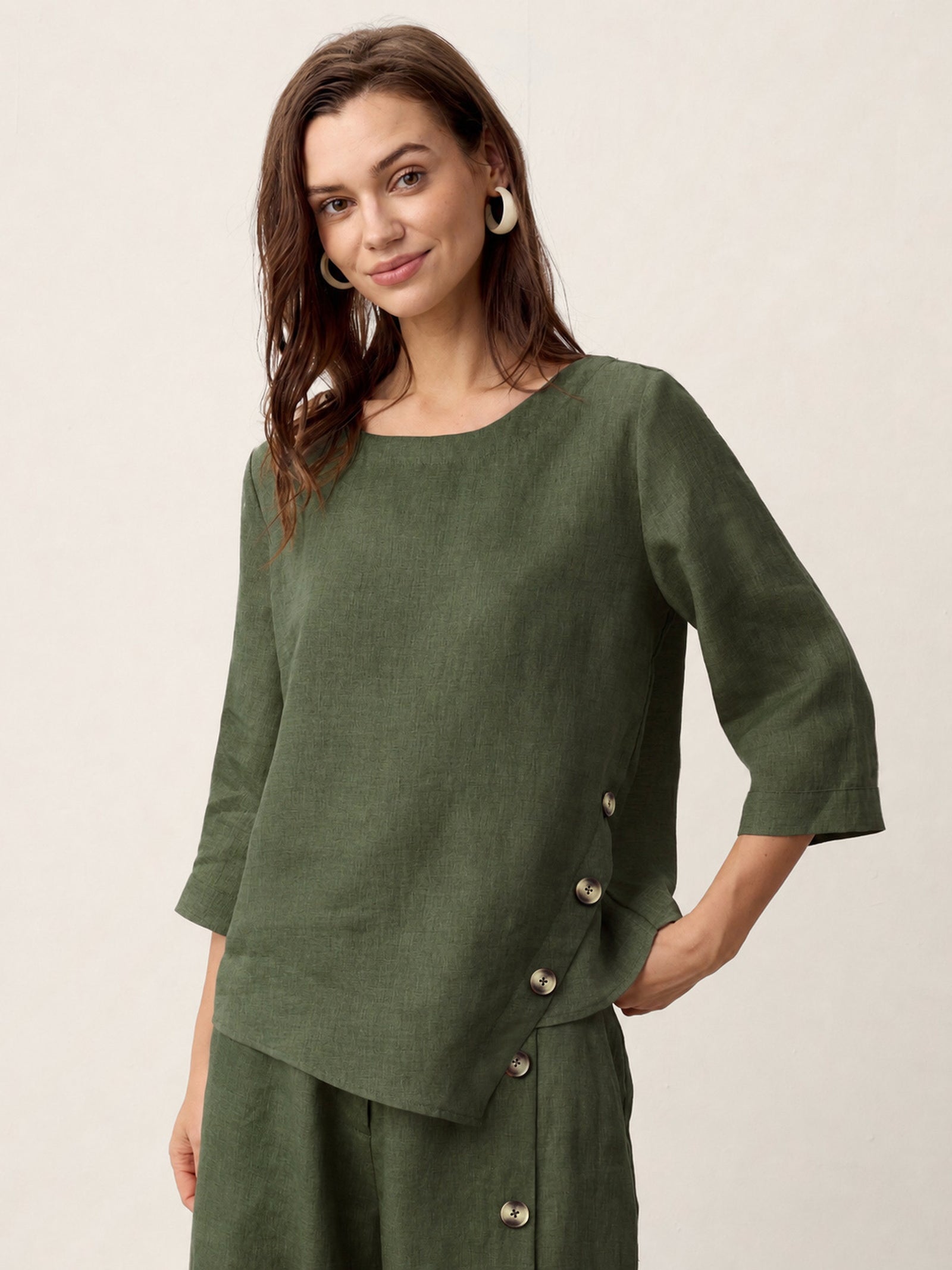 NYLA | Blusa de lino asimétrica 100%