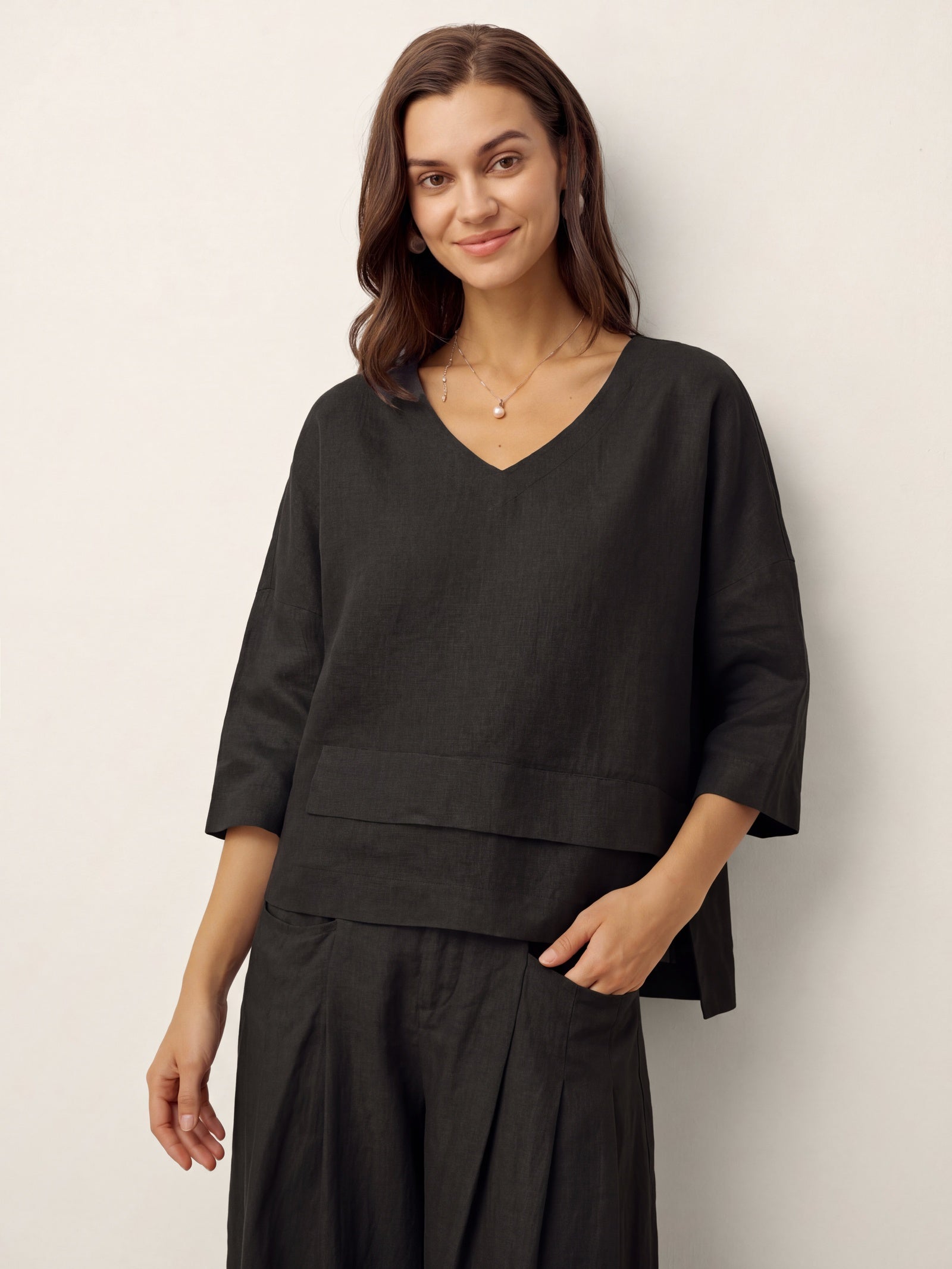 VIOLA | Blusa de lino asimétrica