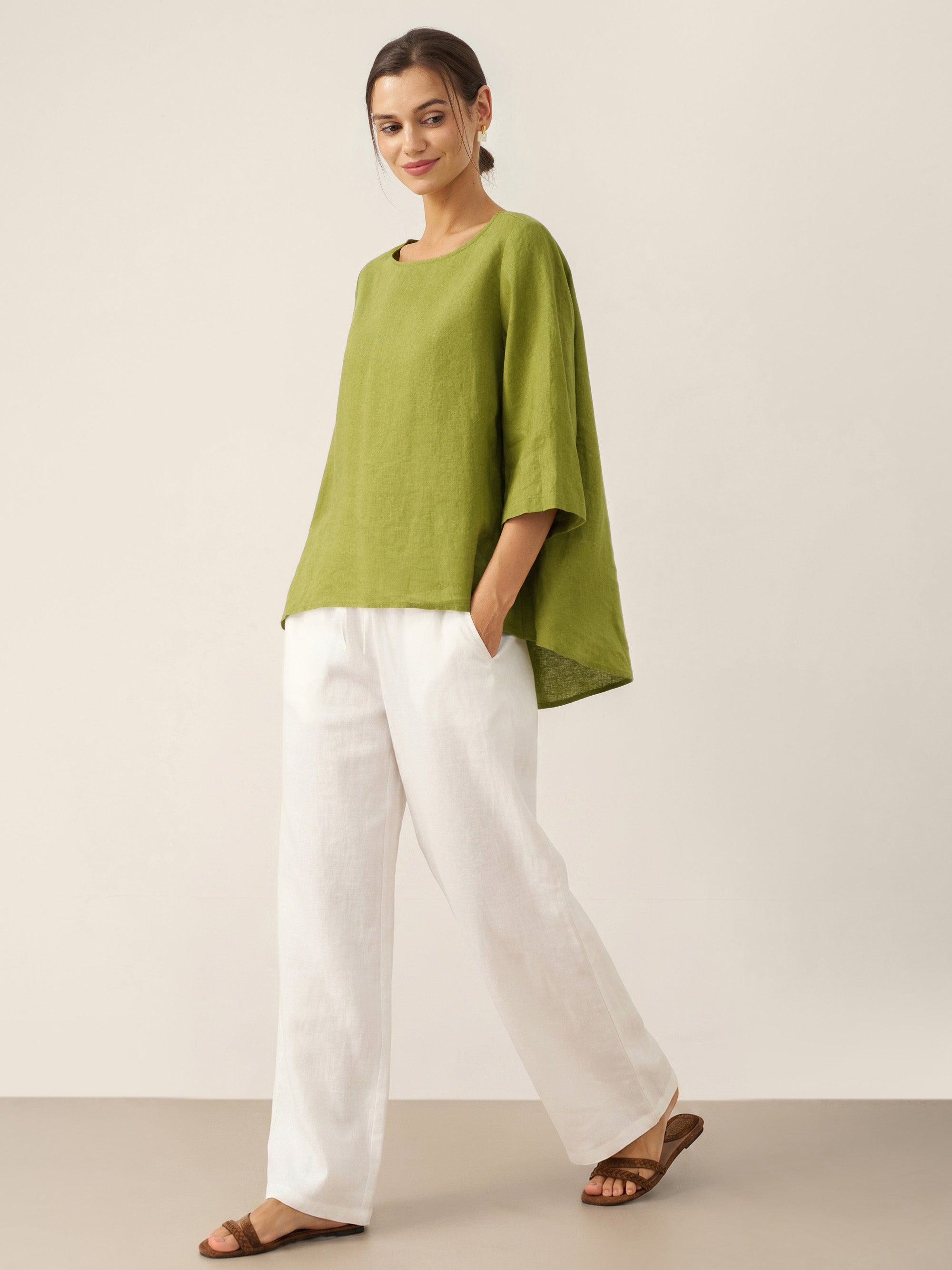 BRIANNA | Blusa asimétrica de lino 100%