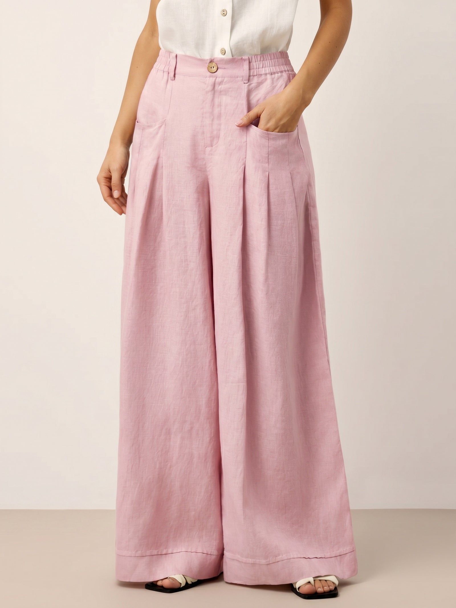 VERIDIANA | Hochbundhose aus 100 % Leinen