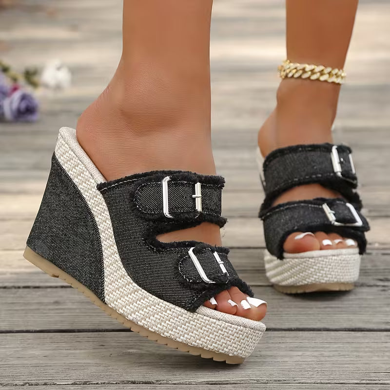 Elara | Sandalias de cuña vaqueras