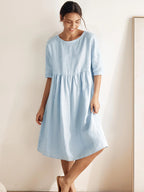 100% Linen A-Line Midi Dress VALENCIA
