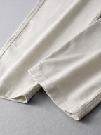 Stripe Linen Look Button Up Shirt & Straight Leg Linen Pants