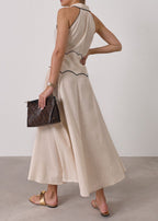 Kalila Contrast Icon Dress | Beige/Black