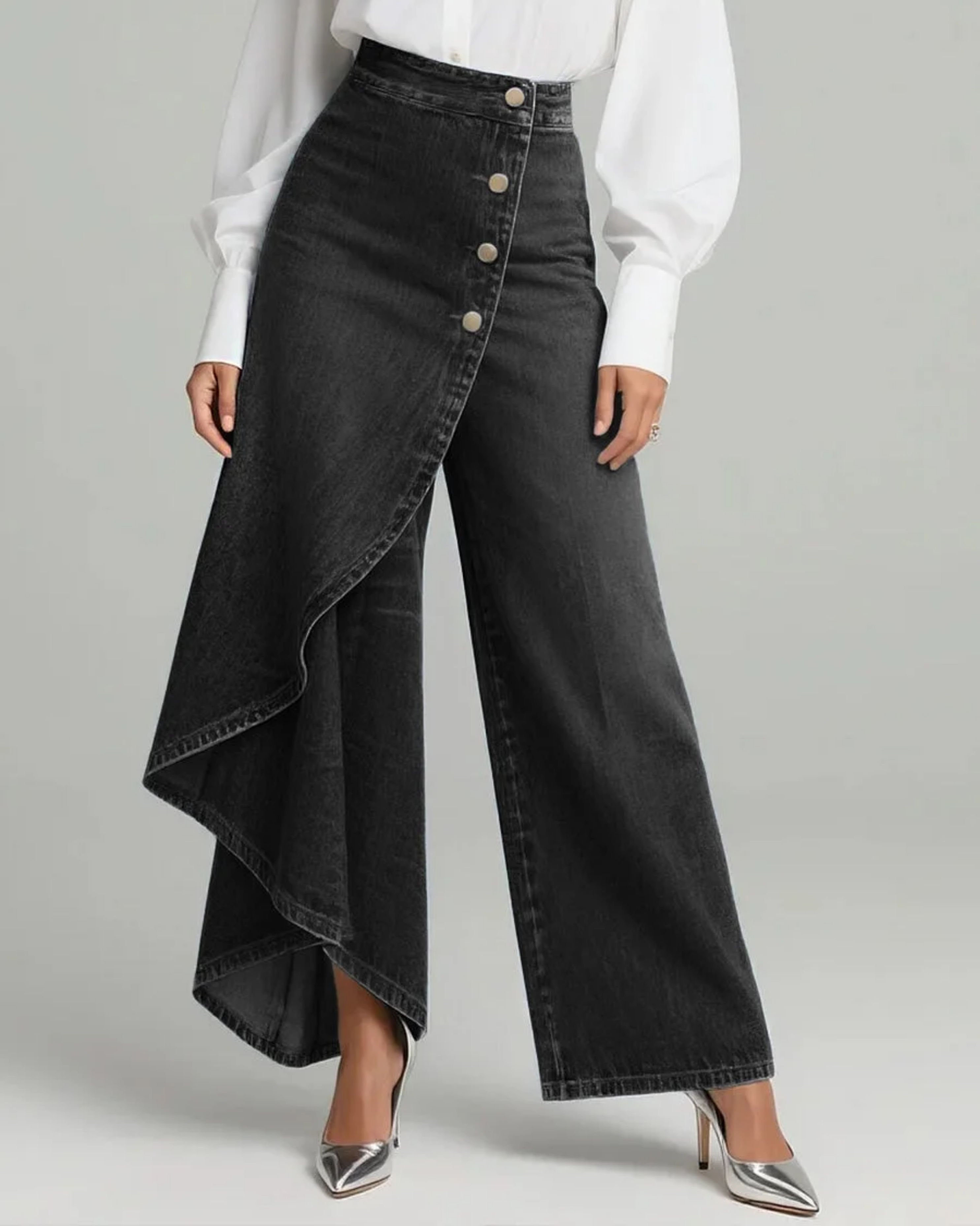 Abigail | Jeans de denim de corte slim con diseño envolvente