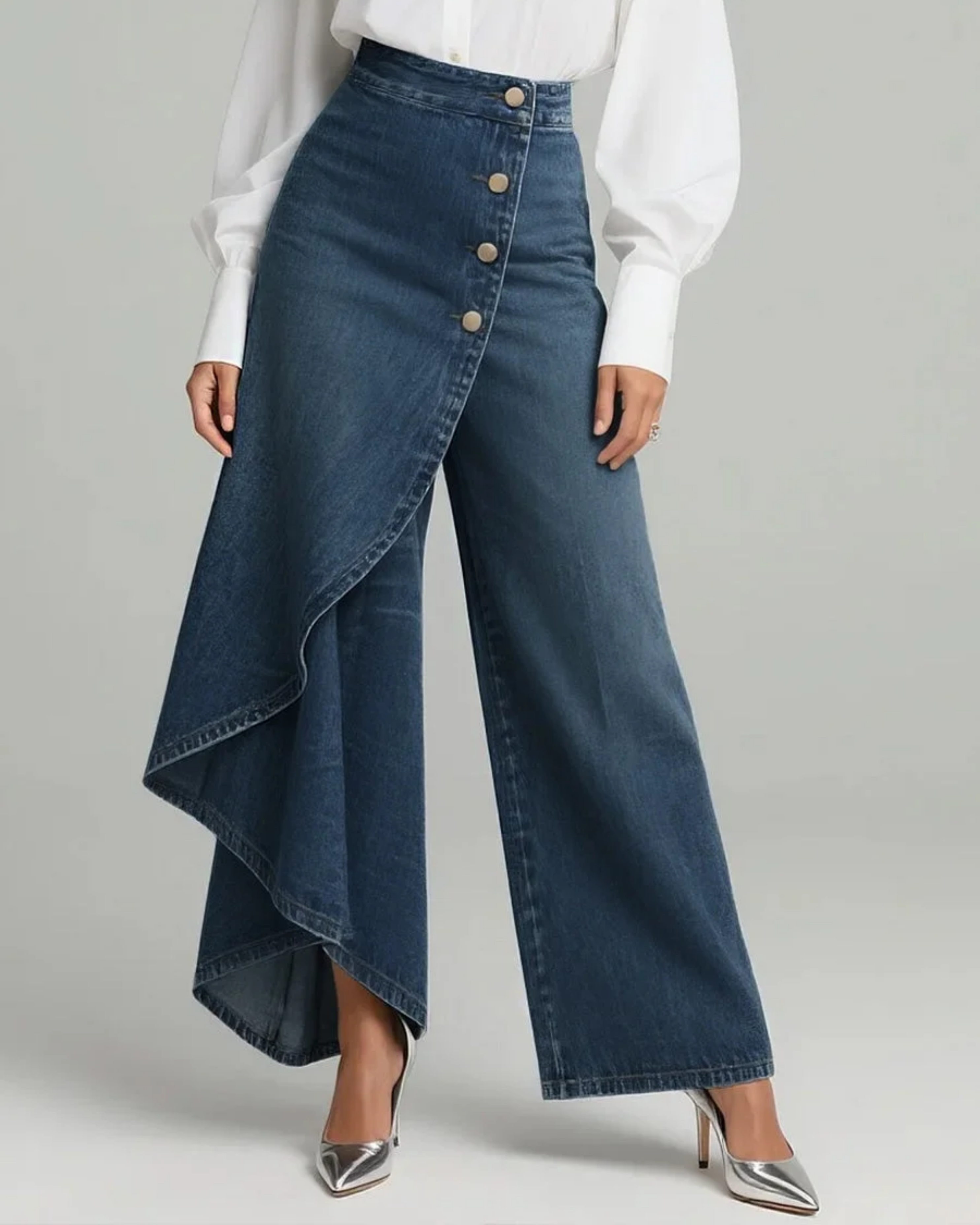 Abigail | Jeans de denim de corte slim con diseño envolvente