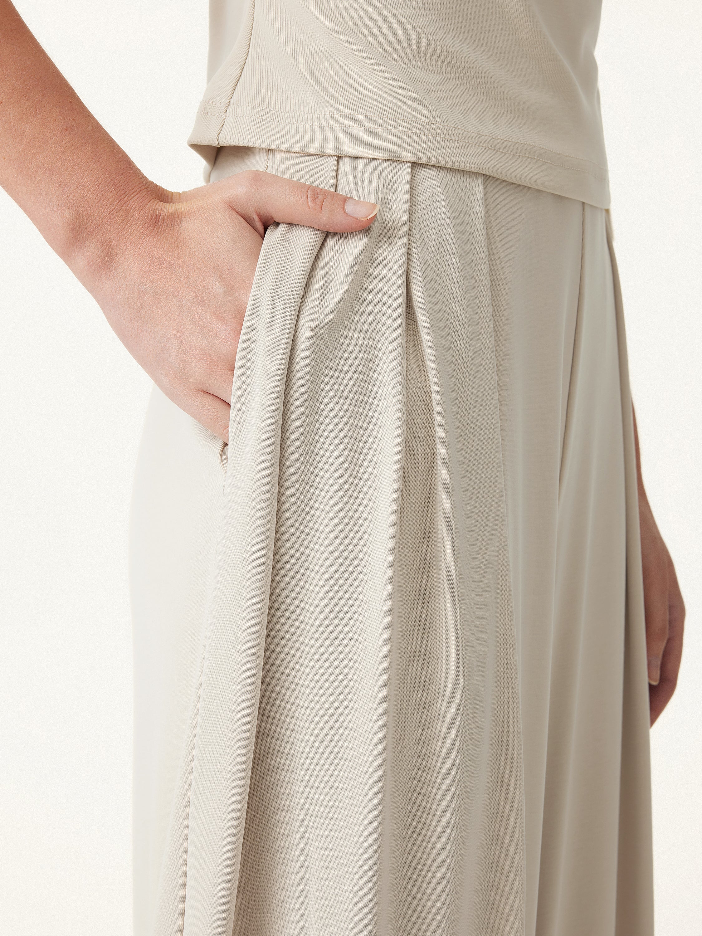 2Pcs Set Sandwashed Ruched Bra Tank & Mid Rise Wide Leg Palazzo Pants with Pockets