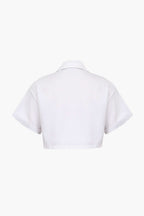 Basic Flap Pocket Twist Hem Shirt