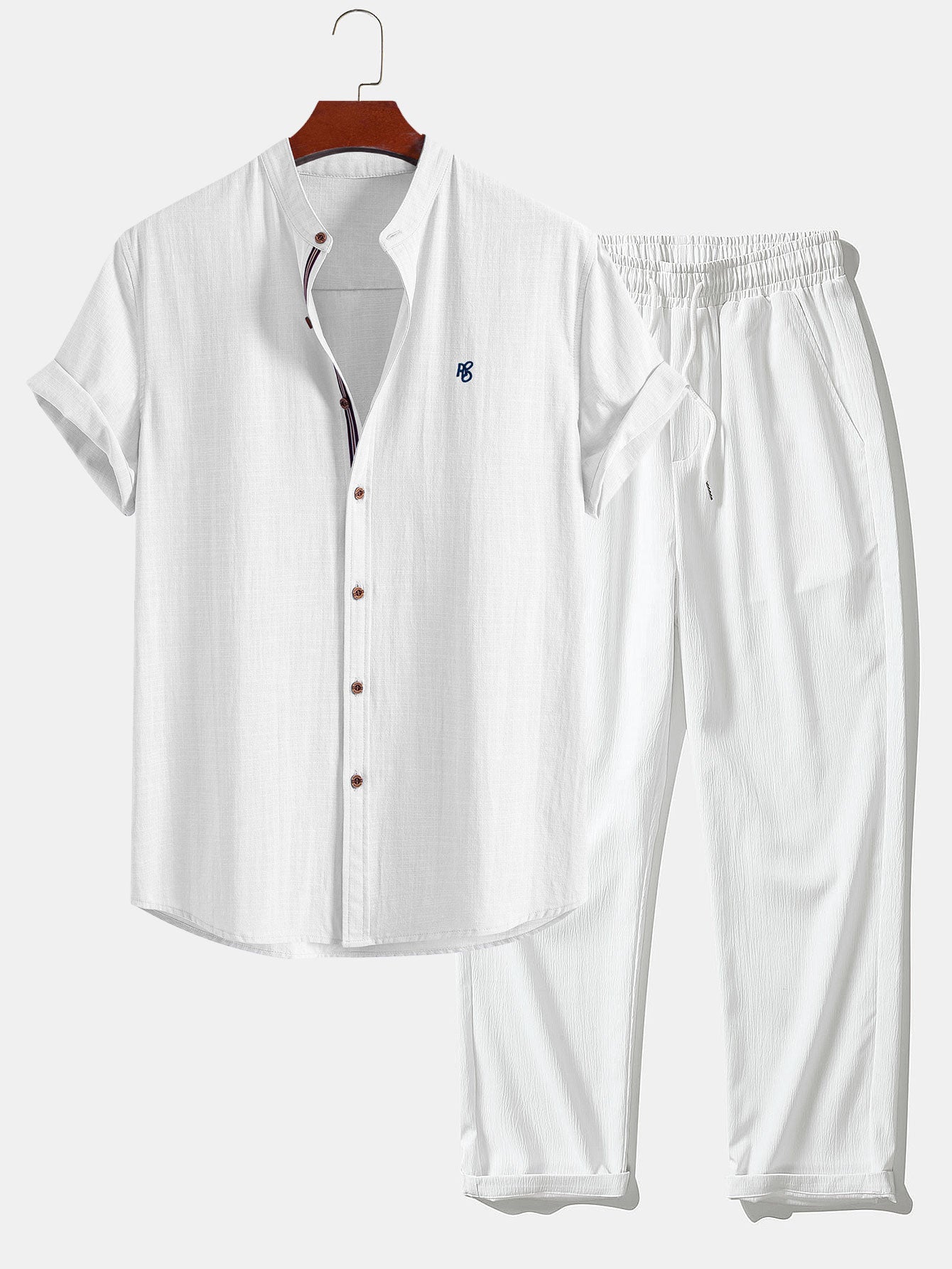 SEBÁSTIAN | Conjunto Camisa Cuello Mao y Pantalón Texturizado