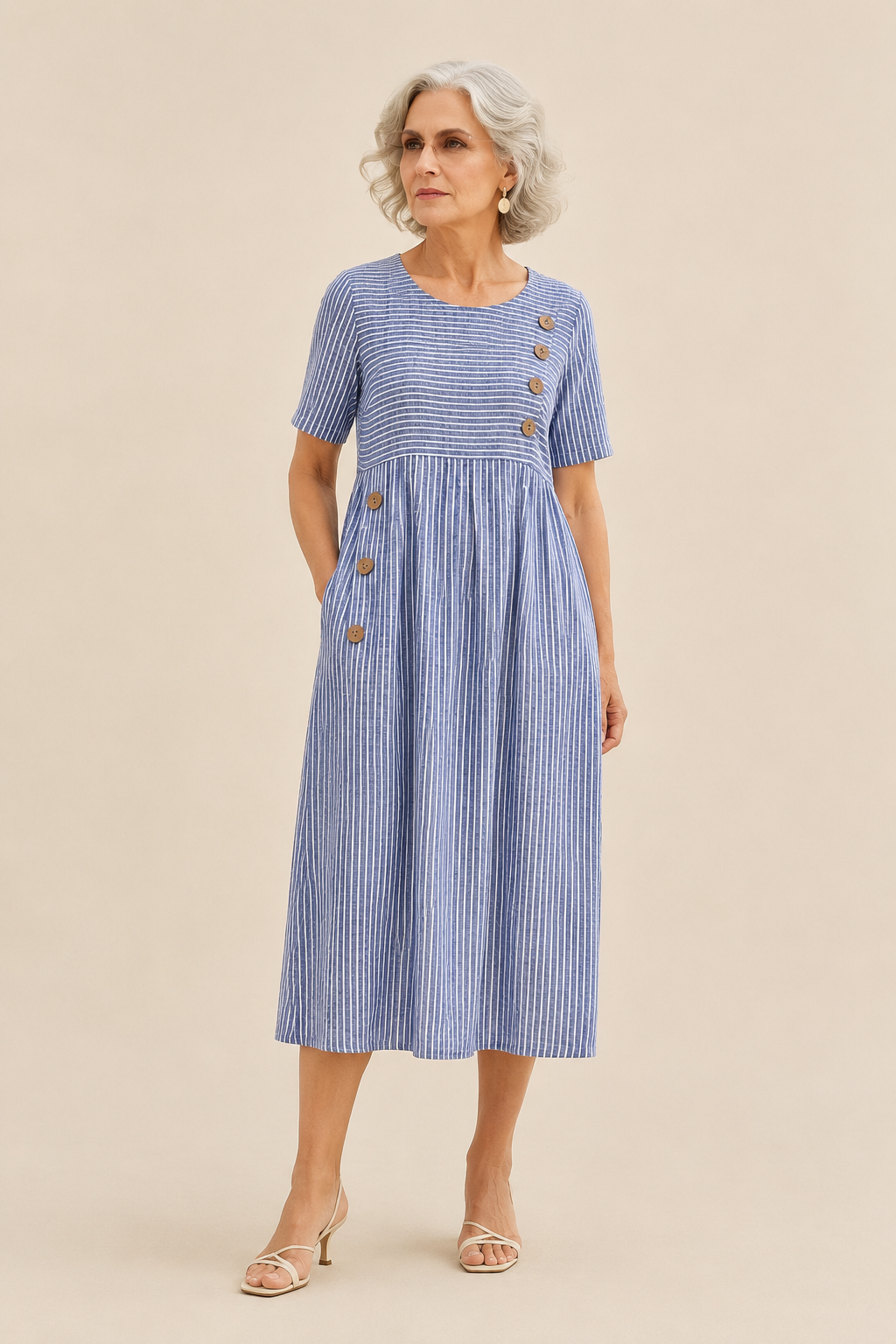 JULIA | Vestido midi a rayas