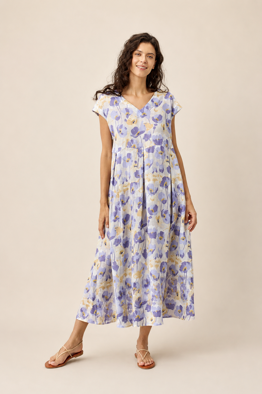 HARRIET | Vestido Maxi de Lino con Estampado Floral