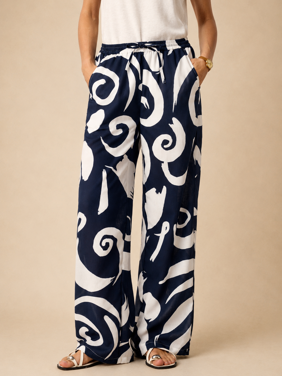 ORLA | Pantalón recto de lino estampado