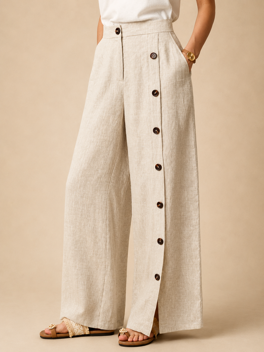 KATYA | Pantalón de lino de pierna recta