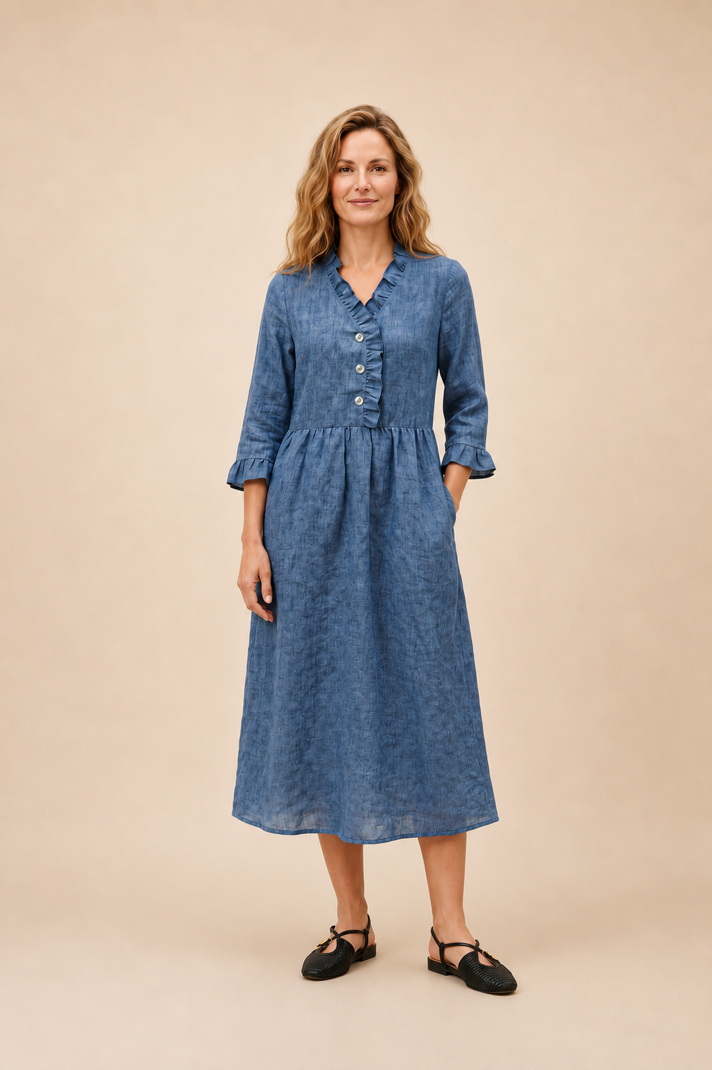 SAMARA | Vestido de lino con volantes
