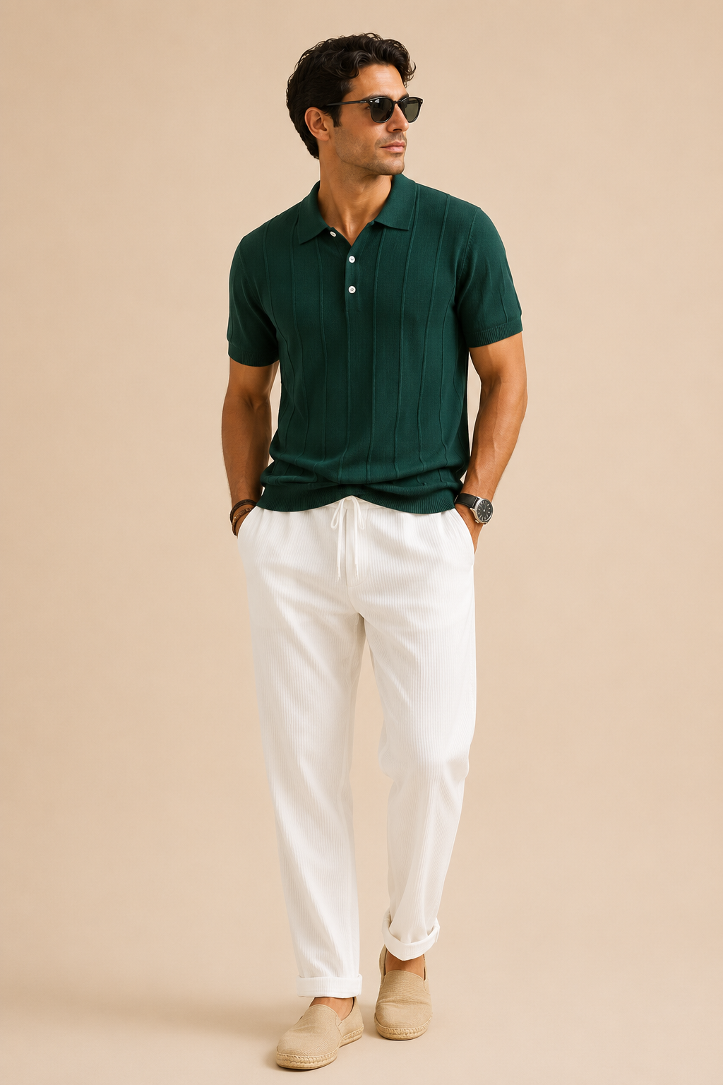 Enzo™ | Jacquard-Polo-Set und gerade Hose