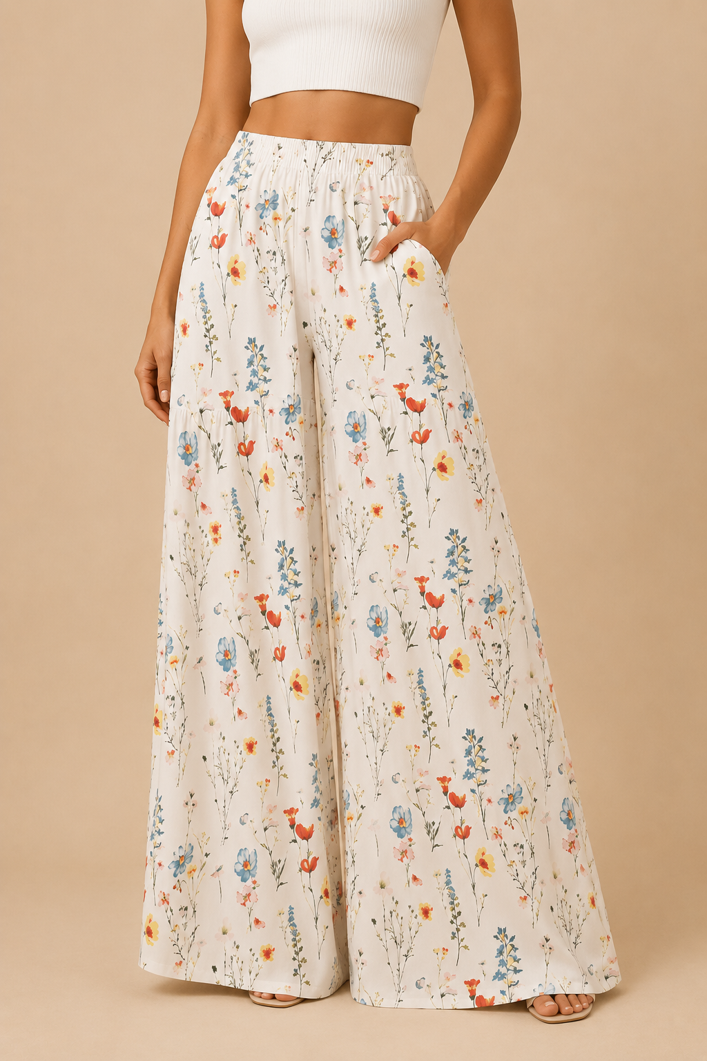 MARÍA | Pantalones Anchos Florales para Mujer