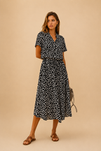 AMBAR | Vestido Vintage para mujer, vestido largo bohemio de manga con cuello vuelto