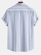 Stripe Linen Look Button Up Shirt & Straight Leg Linen Pants