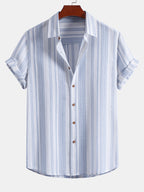 Stripe Linen Look Button Up Shirt & Straight Leg Linen Pants
