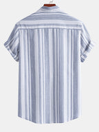 Stripe Linen Look Button Up Shirt & Straight Leg Linen Pants