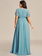 LEORA™ | Vestido de Dama de Honor de Gasa con Escote en V