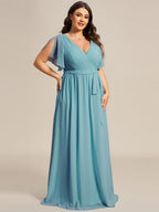 LEORA™ | Vestido de Dama de Honor de Gasa con Escote en V