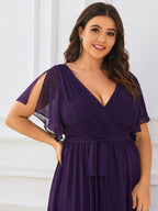 LEORA™ | Vestido de Dama de Honor de Gasa con Escote en V