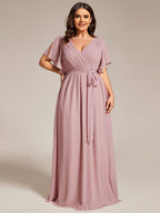 LEORA™ | Vestido de Dama de Honor de Gasa con Escote en V