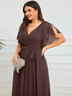 LEORA™ | Vestido de Dama de Honor de Gasa con Escote en V