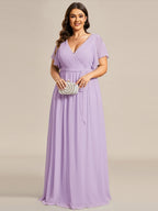 LEORA™ | Vestido de Dama de Honor de Gasa con Escote en V