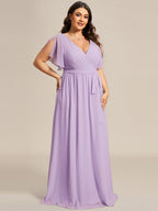 LEORA™ | Vestido de Dama de Honor de Gasa con Escote en V