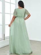 LEORA™ | Vestido de Dama de Honor de Gasa con Escote en V