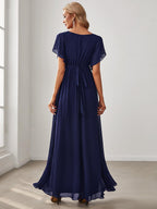LEORA™ | Vestido de Dama de Honor de Gasa con Escote en V