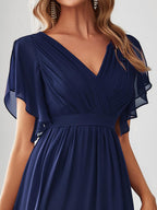LEORA™ | Vestido de Dama de Honor de Gasa con Escote en V