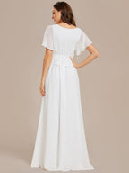 LEORA™ | Vestido de Dama de Honor de Gasa con Escote en V
