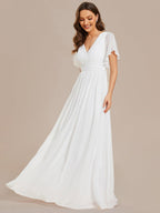 LEORA™ | Vestido de Dama de Honor de Gasa con Escote en V