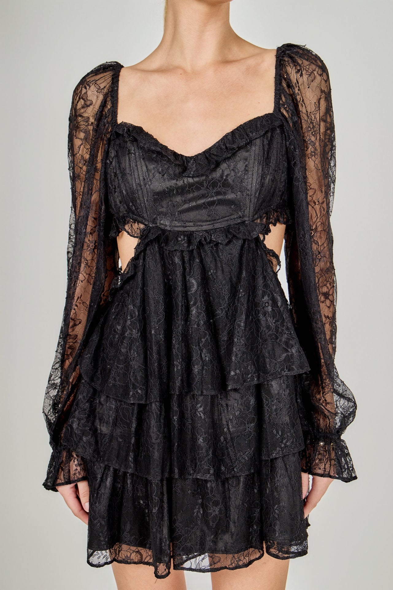 Premium Cut-out Lace Mini Dress