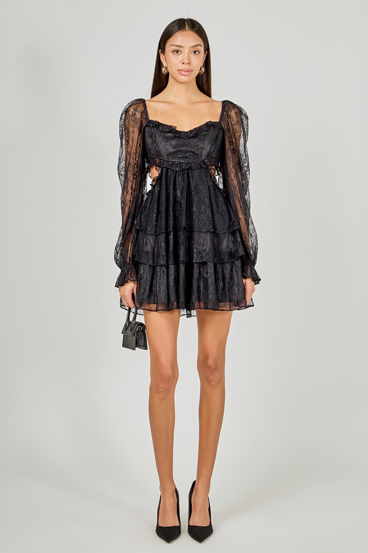 Premium Cut-out Lace Mini Dress