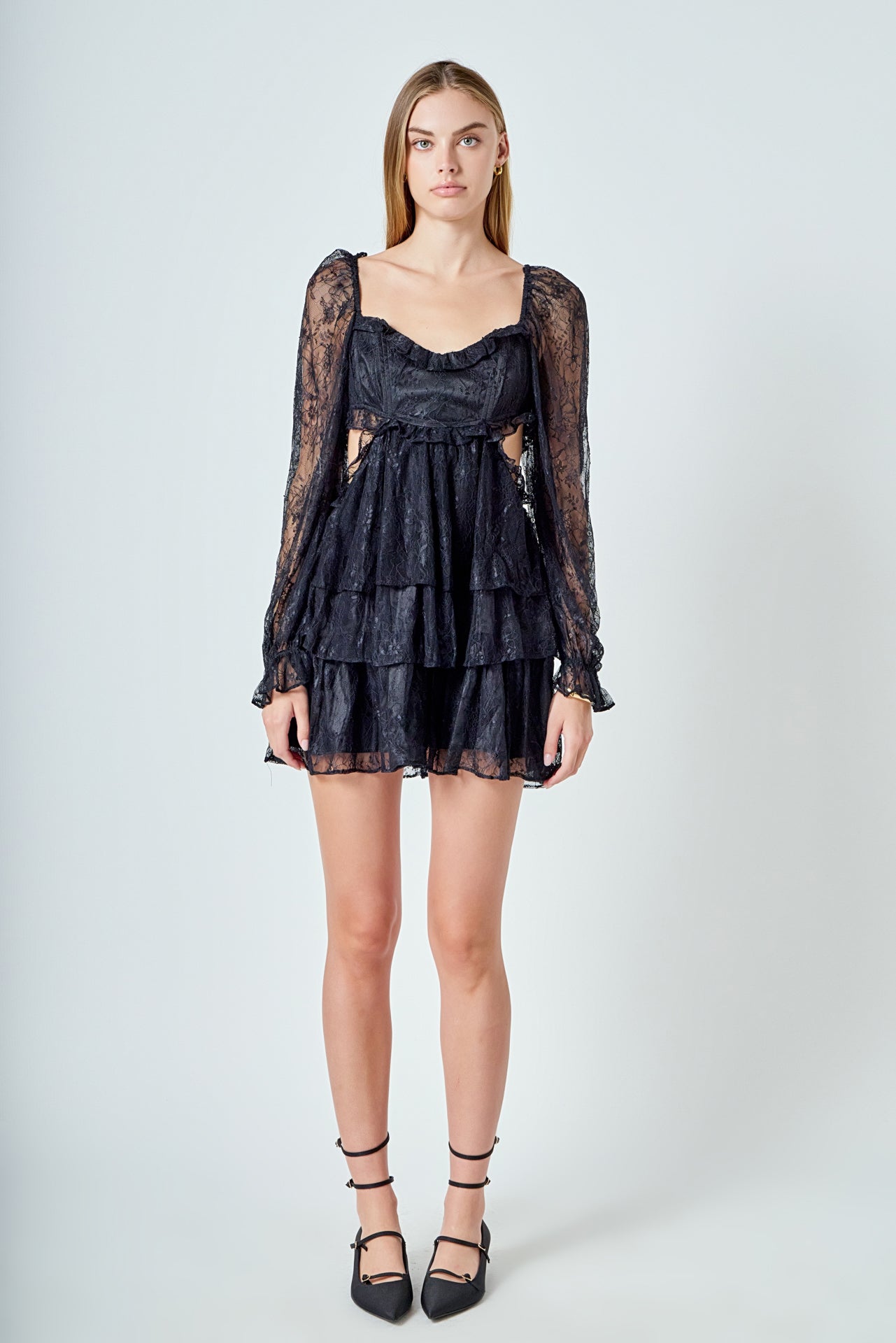 Premium Cut-out Lace Mini Dress
