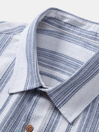 Stripe Linen Look Button Up Shirt & Straight Leg Linen Pants