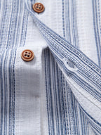 Stripe Linen Look Button Up Shirt & Straight Leg Linen Pants