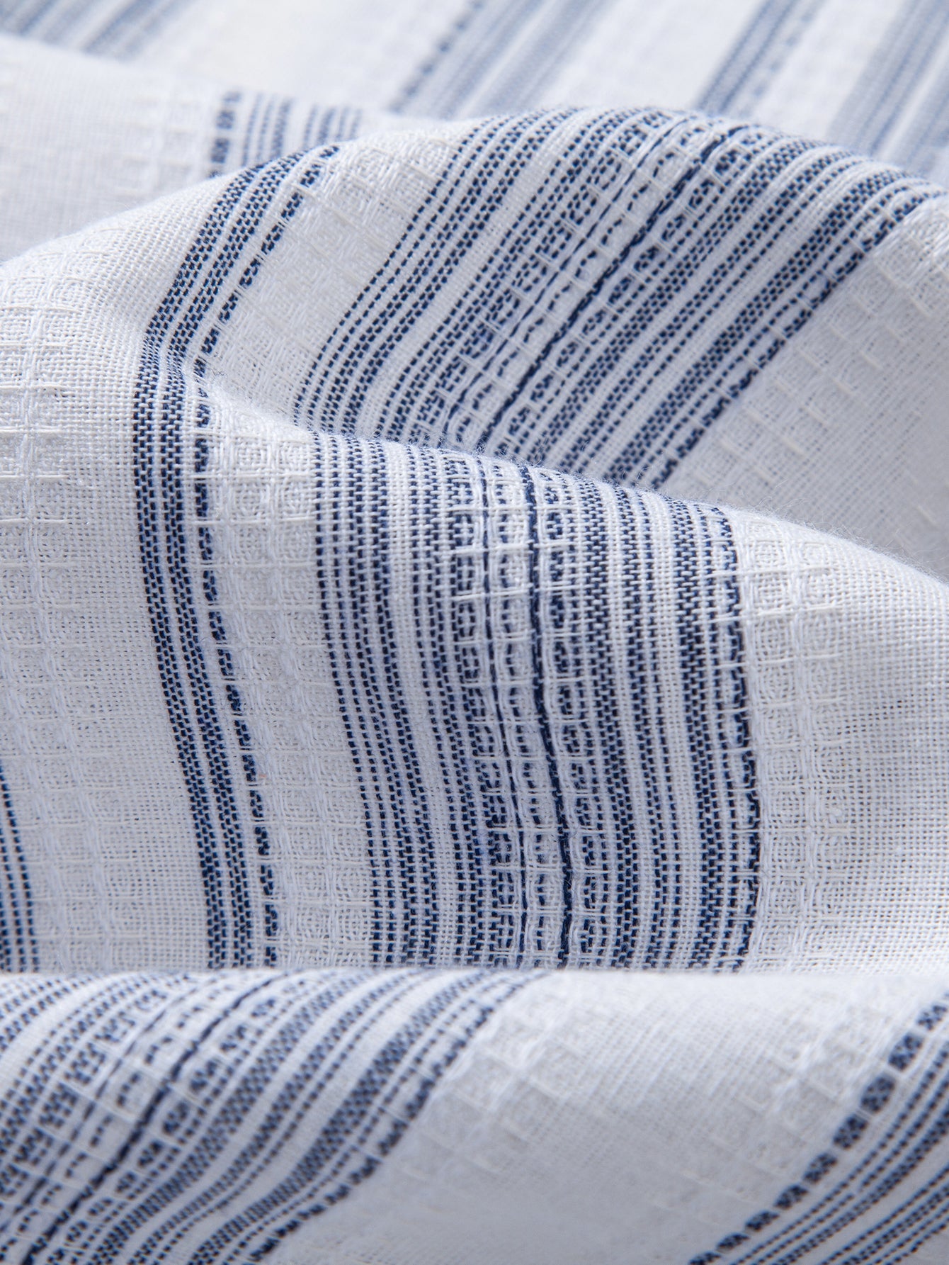 Stripe Linen Look Button Up Shirt & Straight Leg Linen Pants