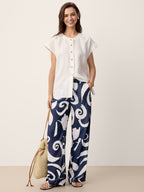 ORLA | Pantalón recto de lino estampado