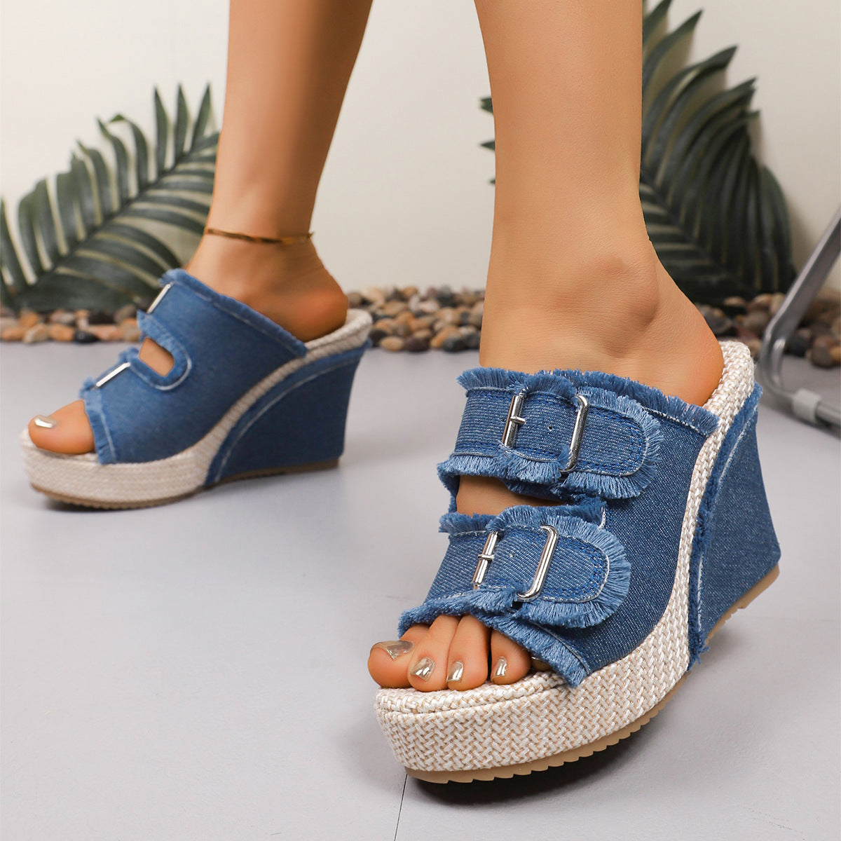 Elara | Sandalias de cuña vaqueras
