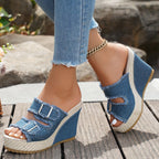 Elara | Sandalias de cuña vaqueras